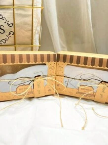 24 unidades Cajas de cartón para hornear galletas con ventana, cajas de regalo dulces con cinta y pegatinas, caja de postre de pajitas de chocolate, empaque de regalo de pastel de papel