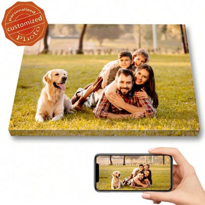 1Pc Custom Picture Print On Canvas With DIY Frame,Suitable For Wall Decoration Wedding Or Home Decor Gift For Friends And Family Customize Pictures Of People Scenery Lovely Pets And Daily Life. Anniversary Of Friends, Valentine's Day, Mother's Day, Birthday, Children's Day, Father's Day, Graduation Ceremony, Wedding, Family Dining Room, Living Room, Bedroom, Office, Tea Room, Home Gifts