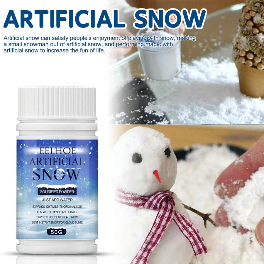 50g Künstlicher Schnee für Innendekorationen zu Weihnachten, Schneeszenenerie Fotografie, Ausstellungsrequisite, Inhaltsstoff: Natriumpolyacrylat