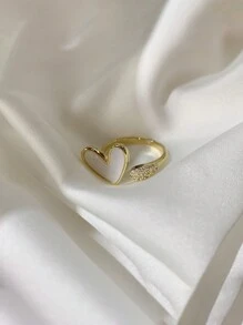 1pc Elegant Luxury Heart Shaped Adjustable Open Ring For Women Valentines,Mom,Mother,Mother's Day,Gift