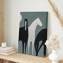 1 bucă tablouri abstracte moderne de cai - Artă în ulei pictată manual fără rame cu cai albi și negri, perfecte pentru decor acasă și birou, cadou ideal pentru iubitorii de cai - disponibil în mai multe dimensiuni - Multicolor - Vizualizare 7