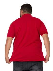 KIT OF 2 MEN'S POLO COLLAR SHIRTS, SOFT VERSATILE FABRIC, PLUS SIZE - Red - View 3