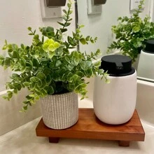 1 bandeja de madeira natural, decoração rústica para casa, bandeja de madeira multiuso, para sabonete, toalha, enfeites, vela, difusor, vaso, joias, adequada para banheiro, penteadeira, armazenamento, área externa, festa, presente de casamento e decoração para banheiro em ocasiões especiais, volta às aulas