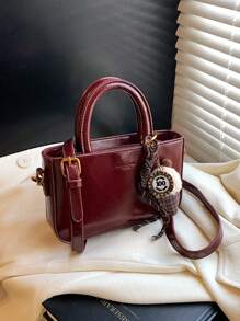 Bolsa vintage de nicho vermelho vinho, pequena, moderna e versátil, com fecho de zíper, em couro sintético, ideal para viagens diárias e presente para encontros