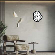 1 pieza Reloj de pared moderno y artístico de 12-16 pulgadas con diseño asimétrico retorcido de madera - Funciona con batería, silencioso y adecuado para sala de estar, dormitorio, habitación estética, cocina, comedor, oficina, decoración de pared del hogar, decoración de pared de galería de arte, regalo para amigos (Batería no incluida)