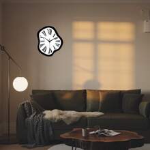 1 pieza Reloj de pared moderno y artístico de 12-16 pulgadas con diseño asimétrico retorcido de madera - Funciona con batería, silencioso y adecuado para sala de estar, dormitorio, habitación estética, cocina, comedor, oficina, decoración de pared del hogar, decoración de pared de galería de arte, regalo para amigos (Batería no incluida)