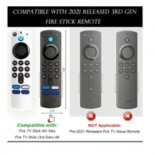 2 pièces Étui en silicone pour la télécommande Fire Stick, étui de protection pour la télécommande Alexa Fire TV Remote 4K de remplacement compatible avec l'étui de la télécommande Fire Stick, anti-dérapant, luminescent dans le noir