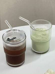 1pc Summer Energizer Glass Set With Lid And Straw - Suitable For Coffee, Water, Milk, Etc! Cups With Lids Drinking Glasses Glasses Drinking Set Glass Drinking Glasses Water Glasses Glassware Drinking Glasses Glassware Glass Cups Glassware Sets Glass Cups Set Glass Cup Cups Cup Coffee Cups Coffee Cup Drinking Cups Glass Milk Bottle Back To School