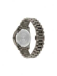 Versace V-Dome 男士奢华手表 – 42 毫米黑色表盘，黑色不锈钢表带 (VE8E00724) – 运动型计时石英表 - 黑色 - 查看 2