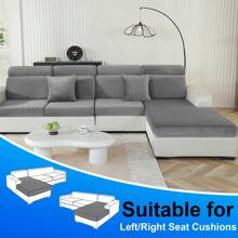 YSTYLE Housse Coussin Canapé Velours、Housse De Coussin Extensible、Universelle Housse Coussin Canape、Housse Assise Canapé Antidérapante、Housse Dossier Canapé - 淺灰色 - 查看 2