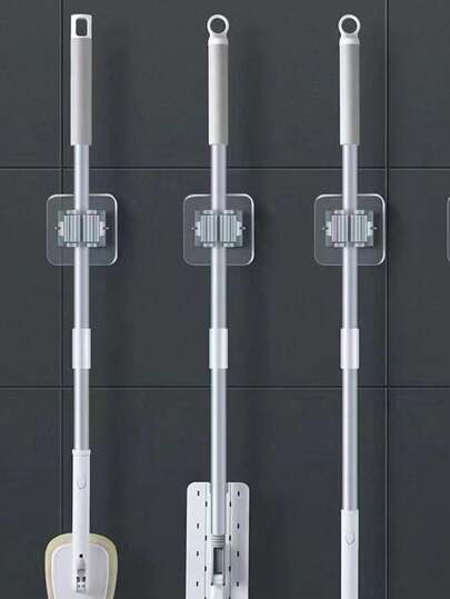 3 szt., uchwyt na mopy, bezśladowy klips do mopów, bezpłatny dziurkacz, uchwyt na miotłę, klips do mopów, łazienka, wieszak ścienny do łazienki