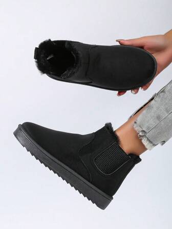 Women's Ankle And Short Boots, Grey Thermal Lined Warm Boots, Fashion Comfortable Warm Anti-Slip Snow Boots, Students,Fur Boots
