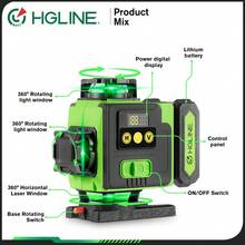 ONEVAN 16 Lines 4D Laser Levels 360 Horizontal Vertical Green Line Laser Level Self-Leveling Measure Leveling Tool - With 1.2m Tripod - View 5