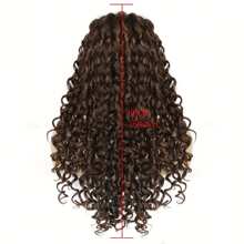 Ombre Brown Orange Cury Wavy 13x4 Lace Front Wigs Synthetic Hair Replacement Wigs For Women Girls - 混合棕色 - 查看 5