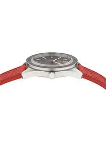 Versace V-Dome 男士石英手錶，紅色皮錶帶，VE8E00124 - 紅色 - 查看 3