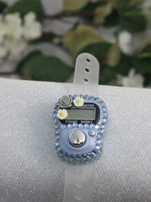 3 قطع/1 قطعة عداد رقمي محمول صغير، عداد بتصميم زهري لطيف، إكسسوارات الصلاة، عداد مخزون المستودع، عداد خطوات الرياضة، حزام قابل للتعديل - متعدد الألوان - مشاهدة 8