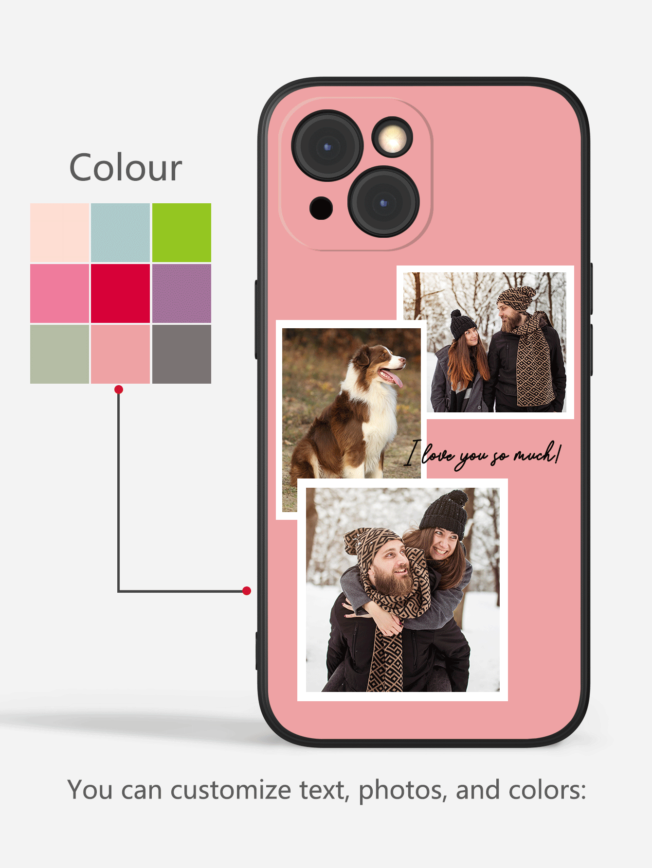 Apple Customized Minimalist 3-Photo Collage Phone Case, Letter Text Phone Case, Various Color Frame Phone Case Compatible With IPhone XR, 11, 12, 13, 14, 15, 16 Pro Max, A12, A13, A14, A15, A54, A55, S22, S23, S24 Ultra,Stylish,Colorful,Vintage,Cute,Contracted,Funny,Custom,Personalized,Unique,Customized,Ideal Gifts For Him,Ideal Gifts For Her,Boyfriend,Girlfriend,Family,Friends,Grandparents,Couple,For Anniversaries,For Birthdays
