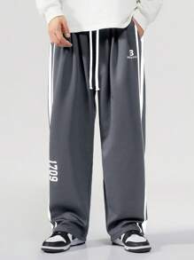 3pcs Plus Size Straight Leg Pants, Loose Drawstring Waist Solid Color Casual Sweatpants - Multicolor - View 6
