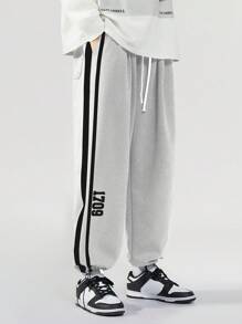 3pcs Plus Size Straight Leg Pants, Loose Drawstring Waist Solid Color Casual Sweatpants - Multicolor - View 5