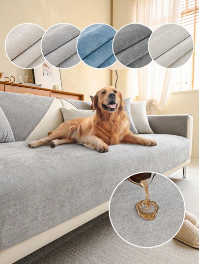 1pc Solid Color Waterproof Sofa Cover, Non-Slip, Pet-Friendly, Simple Style, Non-Sticky, Suitable For Bedroom, Living Room, Office Home Decor, Fits Single, Loveseat, 3-Seater, 4-Seater And Sectional Sofas