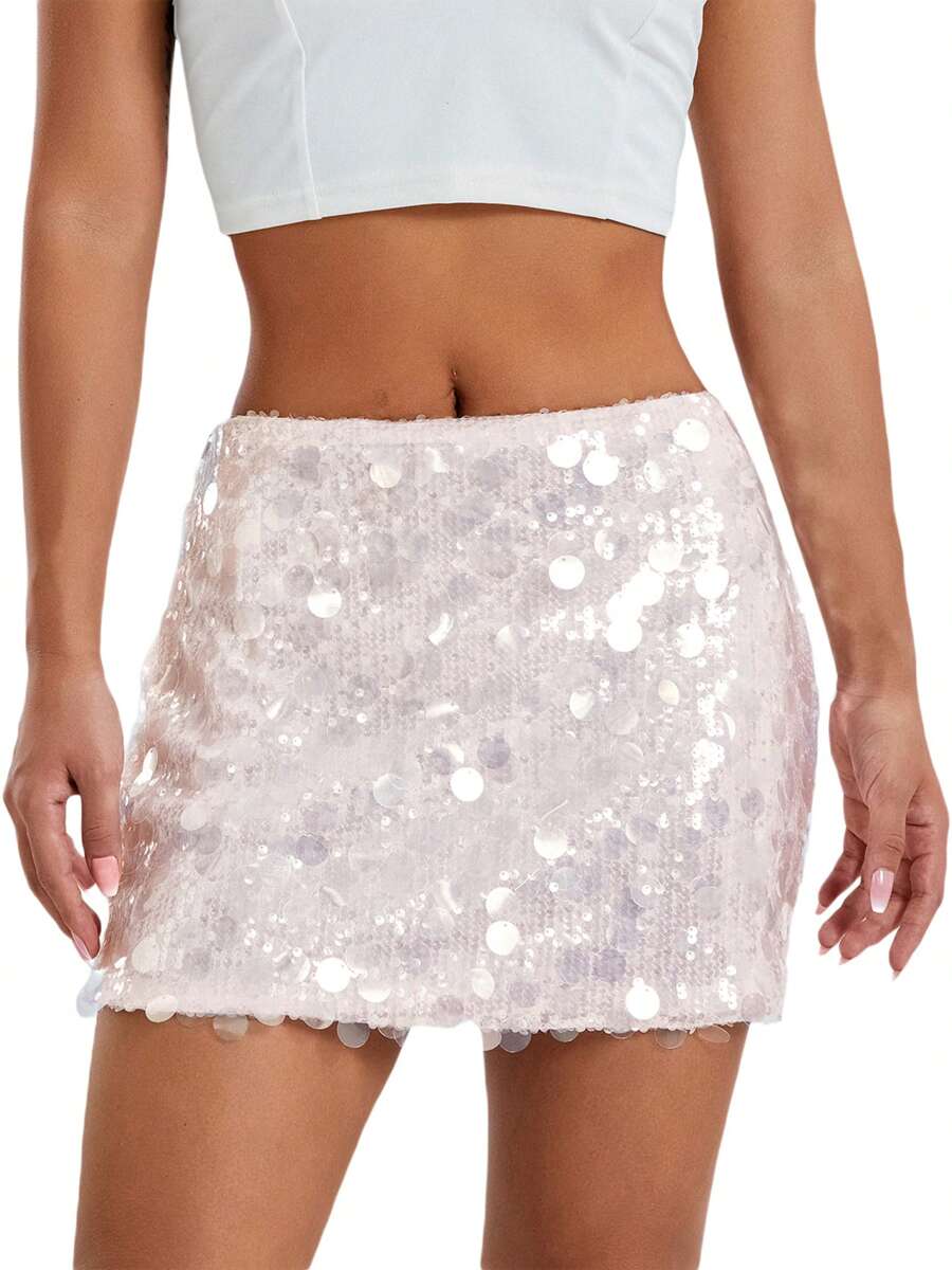 Sequin Skirt Mini Women's Mini Skirts With Shorts Cute High Waist