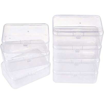 1set 12 Pack 3.5x2.4x1.2 Inches Rectangular Clear Plastic Bead Storage Box With Lid For Small Items And Crafts