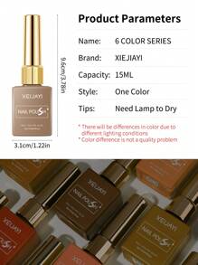 6Colors 15ml Gel Nail Polish Series Starter Pure Soak Off No Wipe Nail Gel Polish Suitable For All Seasons