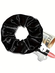 Essential Vacation Large Capacity Portable Accessories,Multi-Functional Hair Tie Storage Pouch - Portable Money Hider & Organizer, Non-Waterproof, Zippered Scrunchie Elastic Hair Tie With Secret Pocket For Keys, Cash, Headset, Accessory Storage