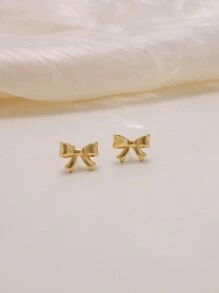 14 Karat vergoldete Schleifenohrstecker für Frauen - kleine Schleifenohrstecker, Schleifenohrringe für Frauen, modischer Schmuck