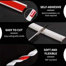 经典款式塑料防溅板，适用于梳妆台侧面，3M 防水条，适用于步入式淋浴间，无框淋浴门硅胶密封条，干湿分离淋浴门槛 - 白色 - 查看 1