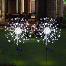 Luces tipo fuegos artificiales solares para jardín, impermeables, estacas de arte solar con iluminación intermitente para decoración exterior, 60 luces tipo fuegos artificiales solares para decoración de patio, sendero y fiesta