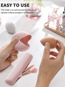 Bolsa de maquillaje portátil con 1 soporte de silicona para brochas de maquillaje y 1 soporte para esponjas de maquillaje, organizador de brochas de maquillaje, soporte para esponjas de maquillaje, estuche con cremallera para brochas de maquillaje, soporte de silicona para brochas de maquillaje, accesorio de viaje portátil, adecuado para vacaciones, playa, baño, dormitorio, gran capacidad - Multicolor - Ver 4