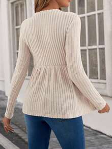 T-shirt de maternité manches longues, design doux et délicat, convient pour le début de l'automne - Nude - Voir 2