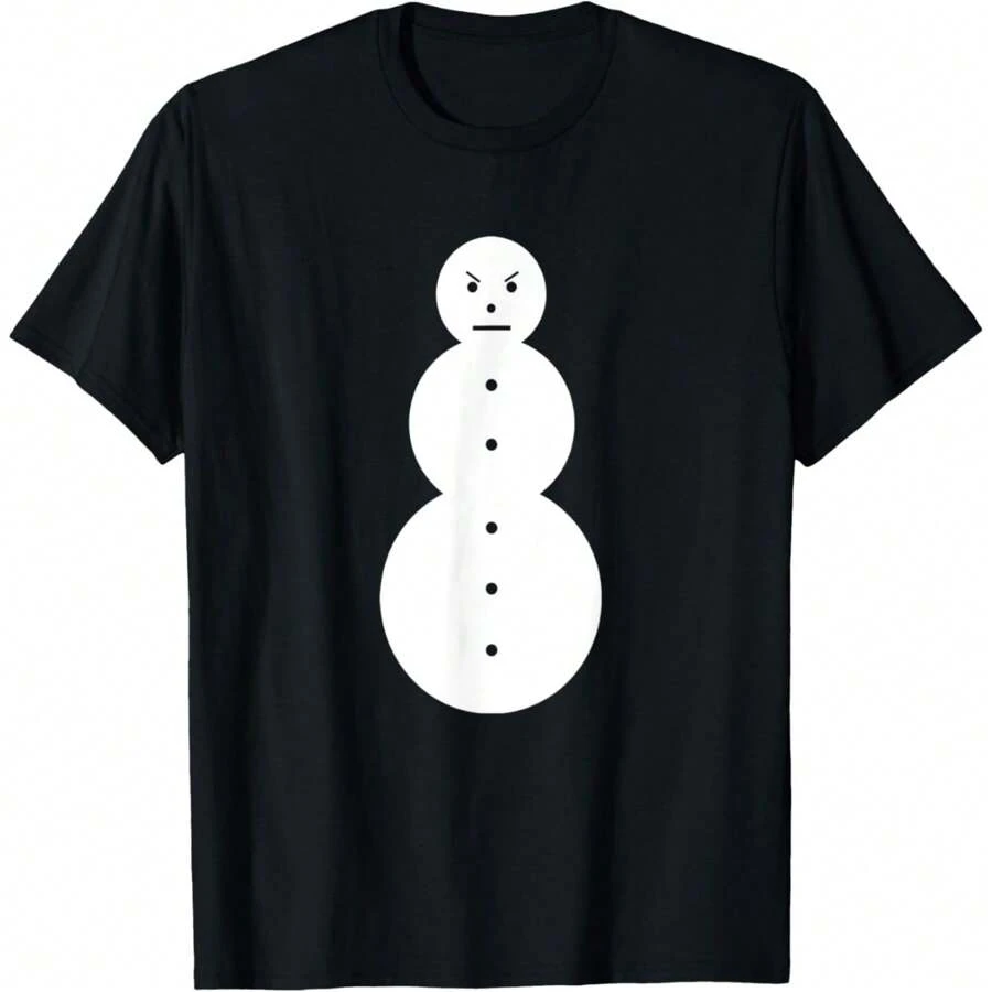 Divertida Camiseta del muñeco de nieve enojado "The Jeezy Snowman", cuello redondo negro, informal y elegante, suave 100% algodón - Negro - Ver 1