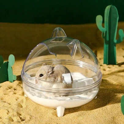 The Transparent Colored Hamster And Golden Bear Bathroom With Cat Shape Can Be Used For Hamster Bathing To Prevent Splashing And Avoid Nesting