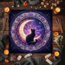 1 件塔罗牌桌布五角星月亮花塔罗牌巫术祭坛占卜棋盘游戏装饰垫棋盘游戏桌布适用于异教徒摆锤巫术工具 - 彩色 - 查看 8