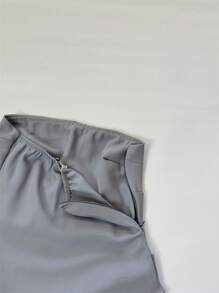 ISADORA MODA Women's Strapless Blouse With Side Slit Detail With Elastic Fabric = Tailoring - 深灰色 - 查看 3