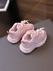 1 par de zapatillas deportivas de malla transpirable y suela blanda antideslizante para bebés y niñas pequeñas, zapatos deportivos de moda para primavera/otoño - Rosa - Ver 8