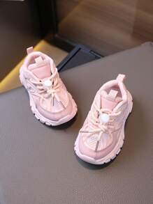 1 par de zapatillas deportivas de malla transpirable y suela blanda antideslizante para bebés y niñas pequeñas, zapatos deportivos de moda para primavera/otoño - Rosa - Ver 6