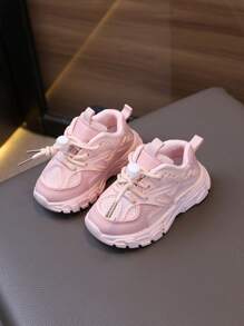 1 par de zapatillas deportivas de malla transpirable y suela blanda antideslizante para bebés y niñas pequeñas, zapatos deportivos de moda para primavera/otoño - Rosa - Ver 2