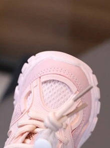 1 par de zapatillas deportivas de malla transpirable y suela blanda antideslizante para bebés y niñas pequeñas, zapatos deportivos de moda para primavera/otoño - Rosa - Ver 4