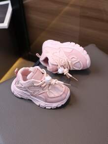 1 par de zapatillas deportivas de malla transpirable y suela blanda antideslizante para bebés y niñas pequeñas, zapatos deportivos de moda para primavera/otoño - Rosa - Ver 7