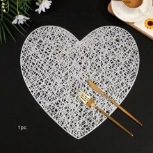 1pc/4pcs/6pcs Heart-Shaped Knotted PVC Waterproof Anti-Oil Placemat For Kitchen, Dining Table, Hotels, Restaurants, Holiday Decor, Heat Insulation For Valentine's Day - Love Line Placemat - View 19