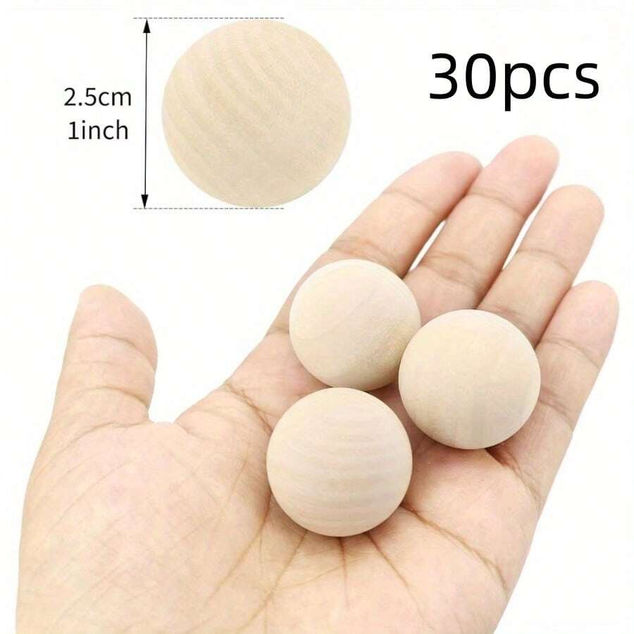 200 个一包木制圆球，天然未上漆木球，10 个/30 个天然彩色球，铅 - 彩色 - 查看 1