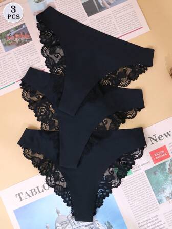 3 st/set sexiga spetstrosor och sidenunderkläder för kvinnor