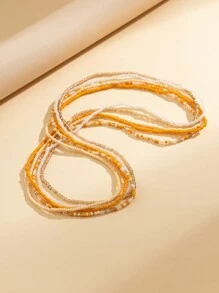 5pcs/Set Retro Boho Style Colorful Beaded Multi-Layer Belly Chain, Women Fashion Beach Holiday Sexy Body Jewelry Gift (Beads Color Order Randomly)