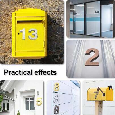 1Pc Números de porta autoadesivos, números de casa, números de caixa de correio, números de endereço de rua para placas de caixa de correio, 0 a 9 7/10 cm (prata/ouro/bronze/preto cinza) Melhores presentes