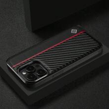 Carbon Fiber PU Patchwork Red Line Protective Case Compatible With Samsung Galaxy S25 S24 S23 S22 S21 S20 Ultra/S25 S24 S23 S22 S21 S20 Plus/S25 S24 S23 S22 S21 S20 FE, Shock-Resistant Waterproof Anti-Fall Scratch Resistant