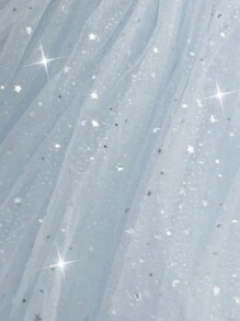 年轻女孩细肩带蝴蝶结串珠亮片薄纱优雅派对礼服，公主裙适合女孩的生日、派对、晚会、婚礼、花童、节日庆典，所有季节 - 淺藍色 - 查看 5