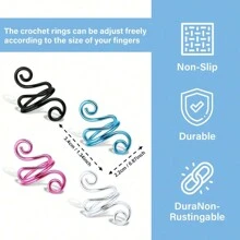 1/4Ergonomic Crochet Tension Ring For Left & Right Hand - Metal Yarn Guide, Ideal For All Seasons Knitting & Crochet Enthusiasts - Multicolor - View 2